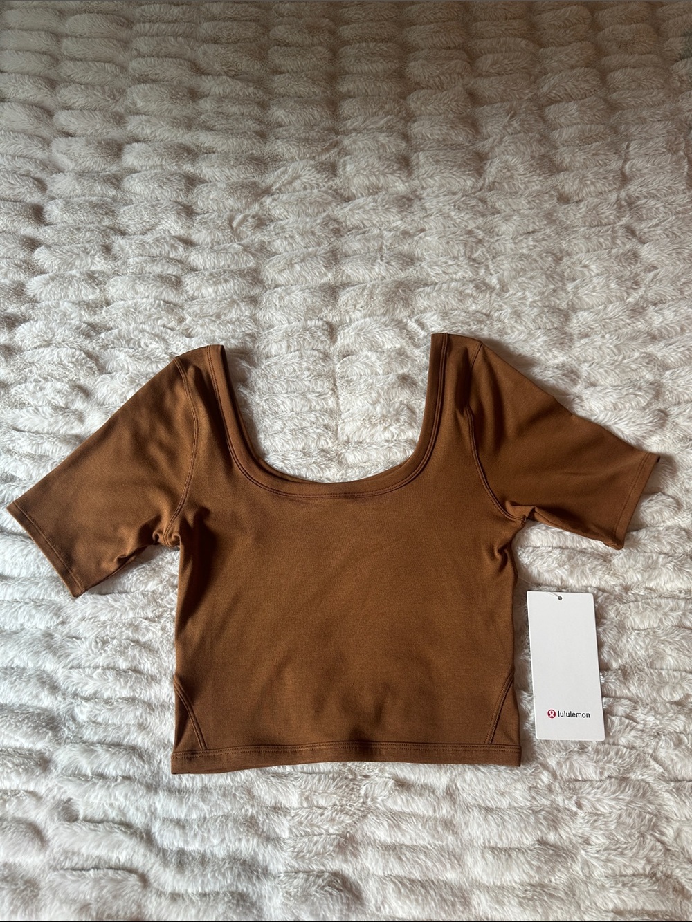 lululemon athletica Ribbed Held Tight Brown Scoop-Neck Cropped Tee Size 6